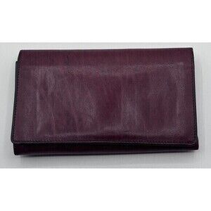 Vintage Women's Yamani Burgandy Leather Wallet Tri Fold